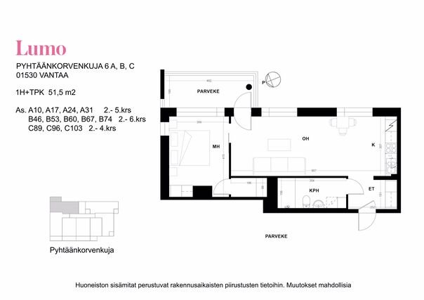 2H+KT , block of flats, 795 €/m, 51.5 m2
