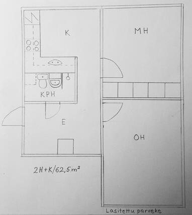 2H+K+Lasitettu parveke ..., block of flats, 780 €/m, 62.5 m2