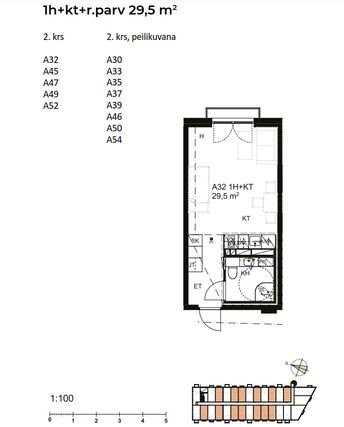 1h+kt+r.parv , block of flats, 564 €/m, 29.5 m2