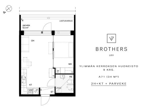 2h+kt+lasitettu parveke. (Ylin
..., block of flats, 789 €/m, 34 m2